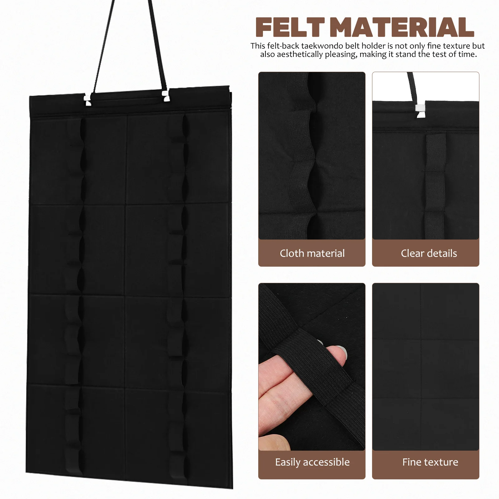 ベルトディスプレイスタンドラックテコンドー空手武道用ベルト黒刺繍