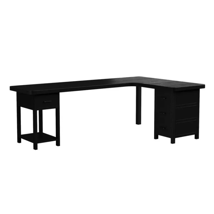 

All solid wood, corner, desk, bookcase, integrated, desktop.