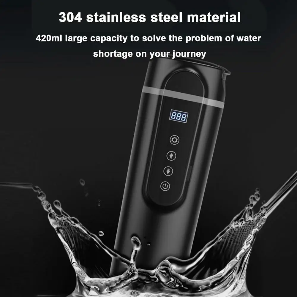 12V 24V Car Heating Cup Stainless Steel Water Warmer Bottle 450ML Car Electric Kettle Coffee Mug With LCD Display Temperature XK