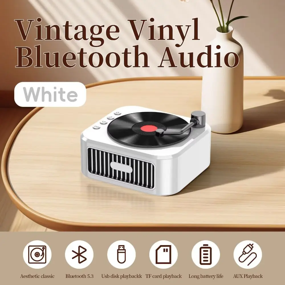 

Rich Bass Vinyl Record Player Waterproof HiFi Sound Mini Wireless Bluetooth Speaker USB Interface Nostalgic Portable Speaker