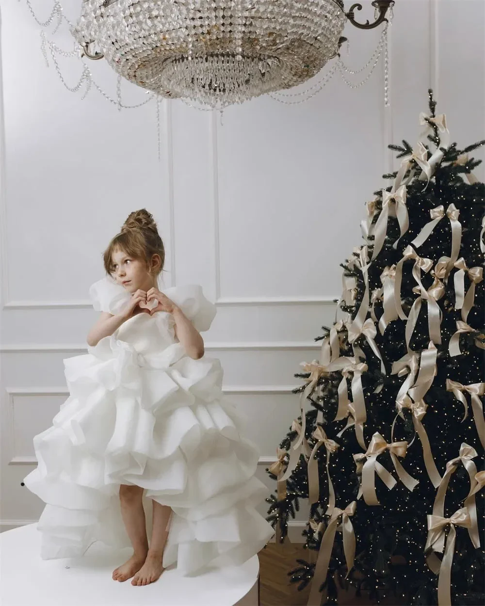 فساتين فتاة الزهور رشيقة لحفلات الزفاف المتدرجة منتفخة الأميرة الأولى بالتواصل حفلة عيد ميلاد الأحداث الرسمية ثوب الكرة مخصص