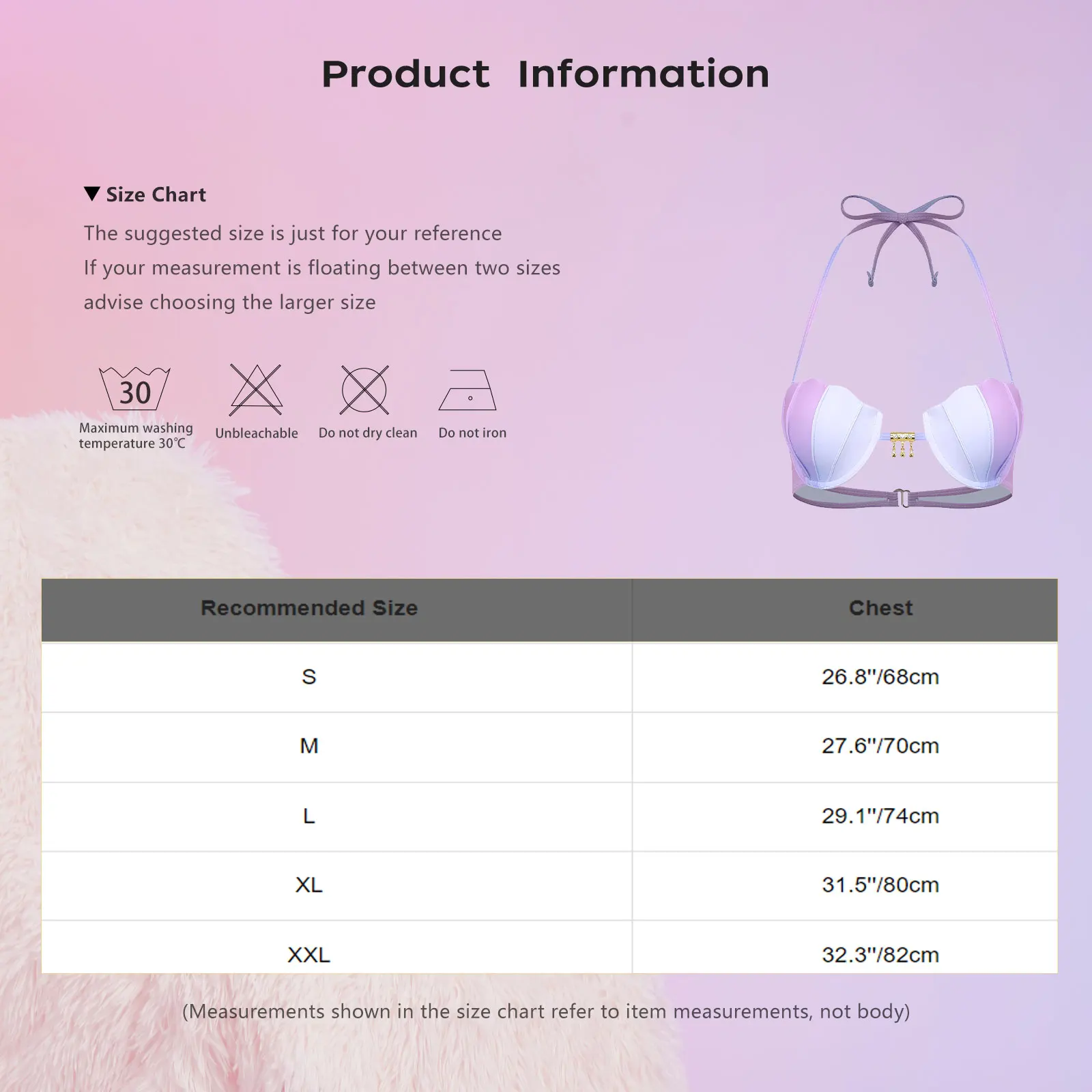 Women Halter Push-up Underwire Shell Shape Cup Swim Bra Bikini Swimwear for Beach Pool Sunbathing Halloween Mermaid Theme Party 6
