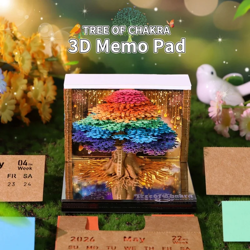【Nice】Time Piece Calendar 2026 Desk Calendar With LED Light 3D Tear-away Calendar Paper Carving Art Memo Pad Notepad Gift