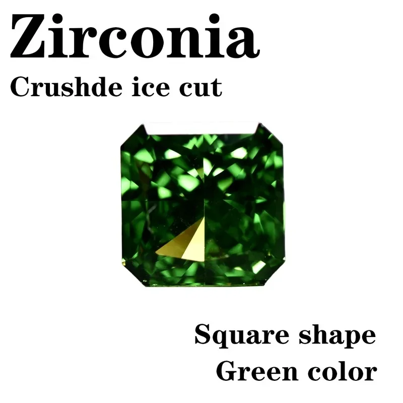 Kubischer Zirkonia, synthetischer Zirkon, grüne Farbe, quadratische Form, CZ 4K-Schliff, 5A+ Qualität, Crushed-Ice-Schliff, hochkarätiger Diamant – Detail 14