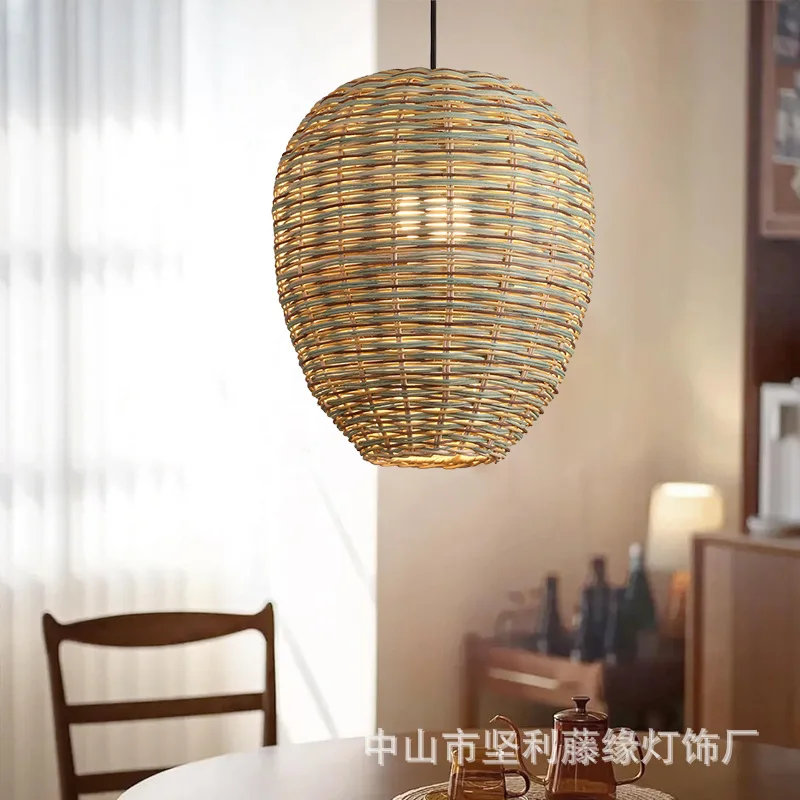 South East Asia rattan art chandelier Japanese restaurant chandelier custom homestay tea room zen retro pastoral handwoven lamp