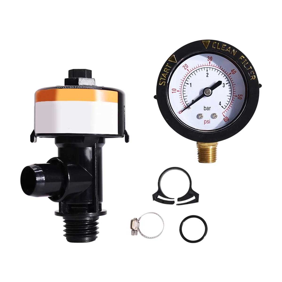 98209800 High Flow Manual Relief Valve/Air Relief Manual Valve Assembly with Pressure Gauge for Pool and Spa Filter