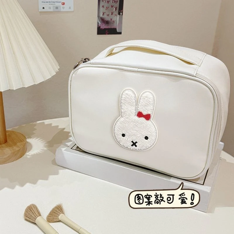 Miffy Kawaii Anime Cartoon Cosmetic Bag Cute New Style Large Capacity Travel Go Out Partition Compartment Portable Toiletry Bag