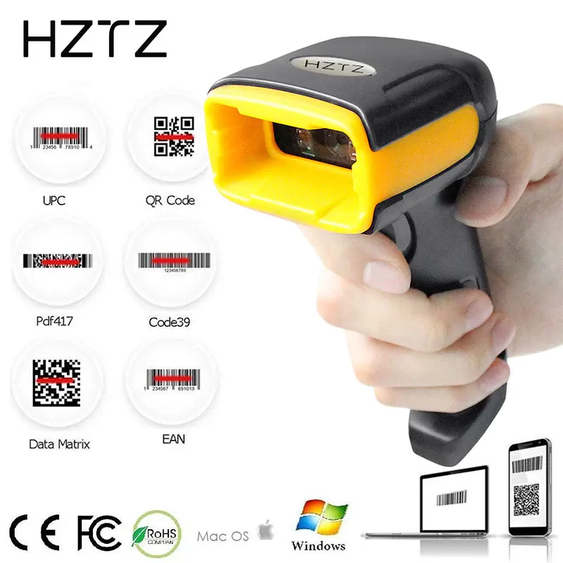 H1W Handheld 2D Wireless Barcode Scanner And H2WB Bluetooth 1D/2D QR Code Wired Reader for IOS Android Ipad Computer