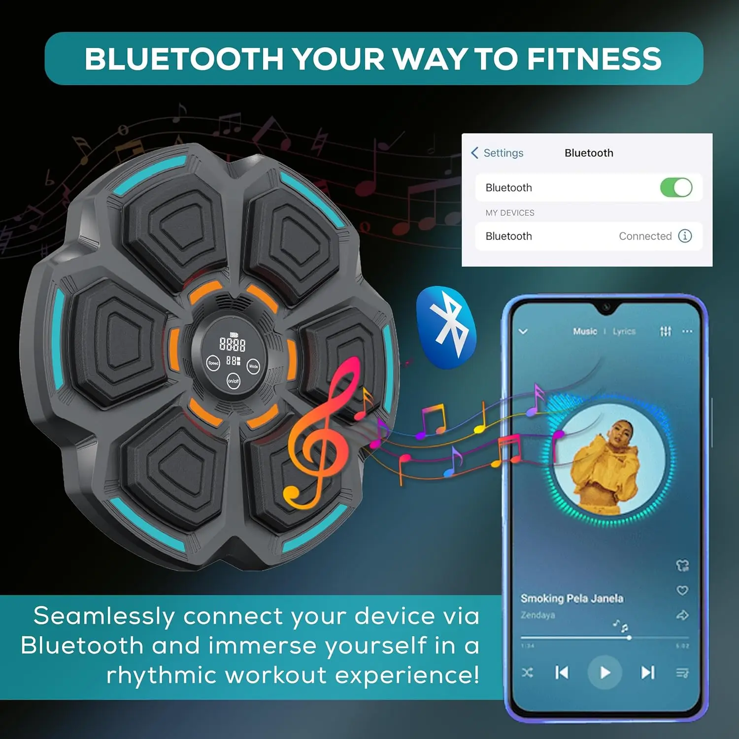 

Smart Music Boxing Machine – Wall-Mounted Punching Pad for Adults & Kids | Home Training Equipment with LED Lights, Bluetooth