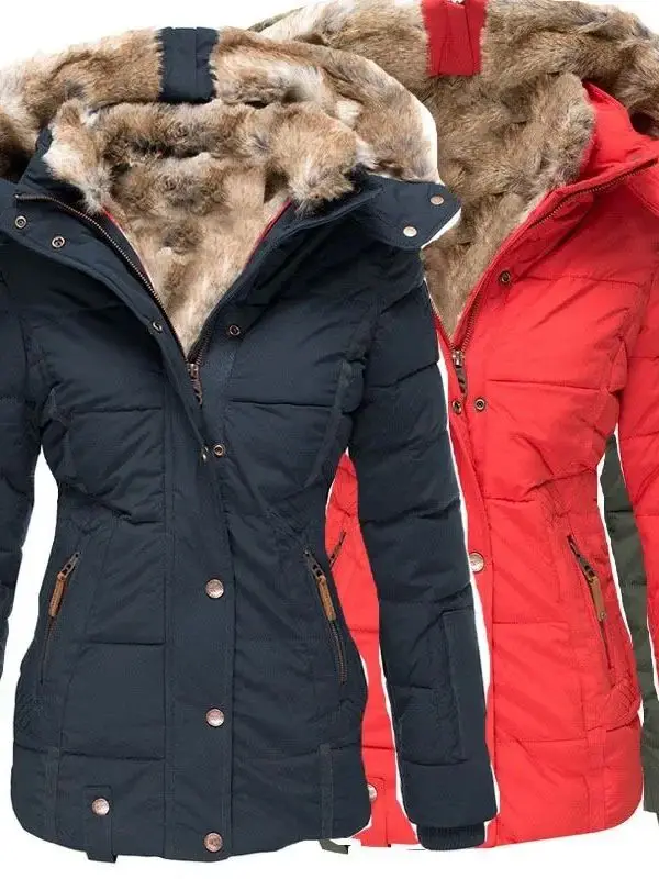 

Winter Long Zippered Hooded Women's Coat Jaet 2024 Autumn Faion Ladies' Cotton Jaet Regular Length Polyester 00%