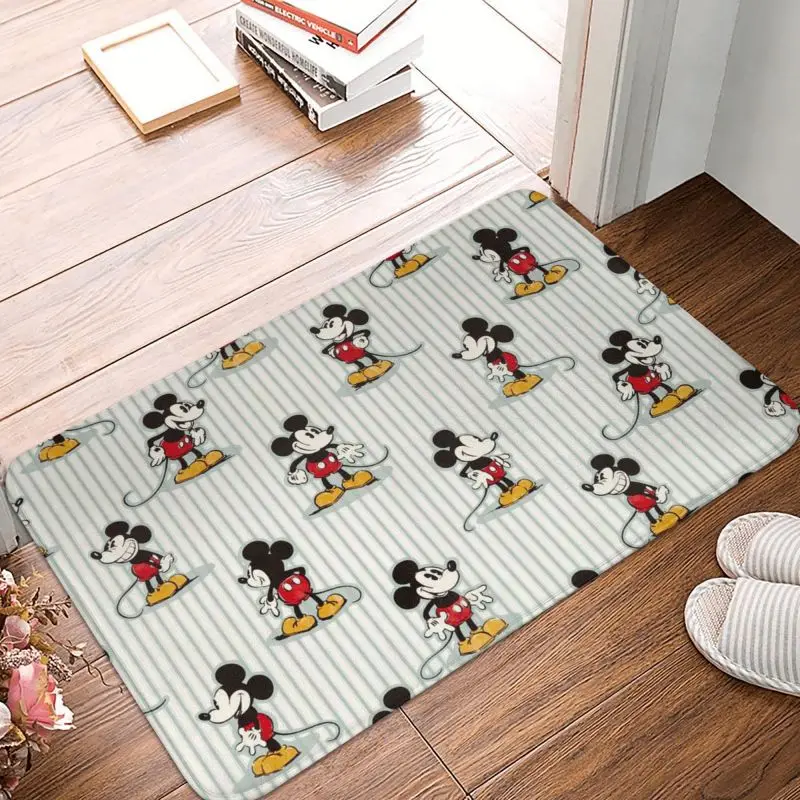 Felpudo personalizado de Mickey Mouse, alfombra antideslizante para baño y cocina, alfombra para puerta de baño, suelo de entrada