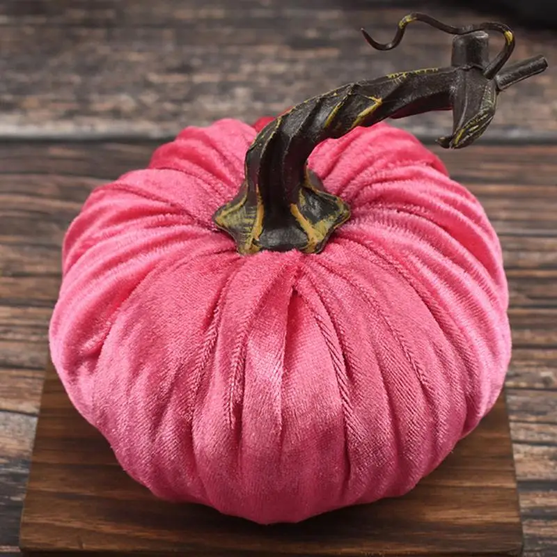 Mini Velvet Simulated Pumpkin Decoration Handmade Artificial Fake Foam Pumpkins Halloween Fall Harvest Vegetable Display