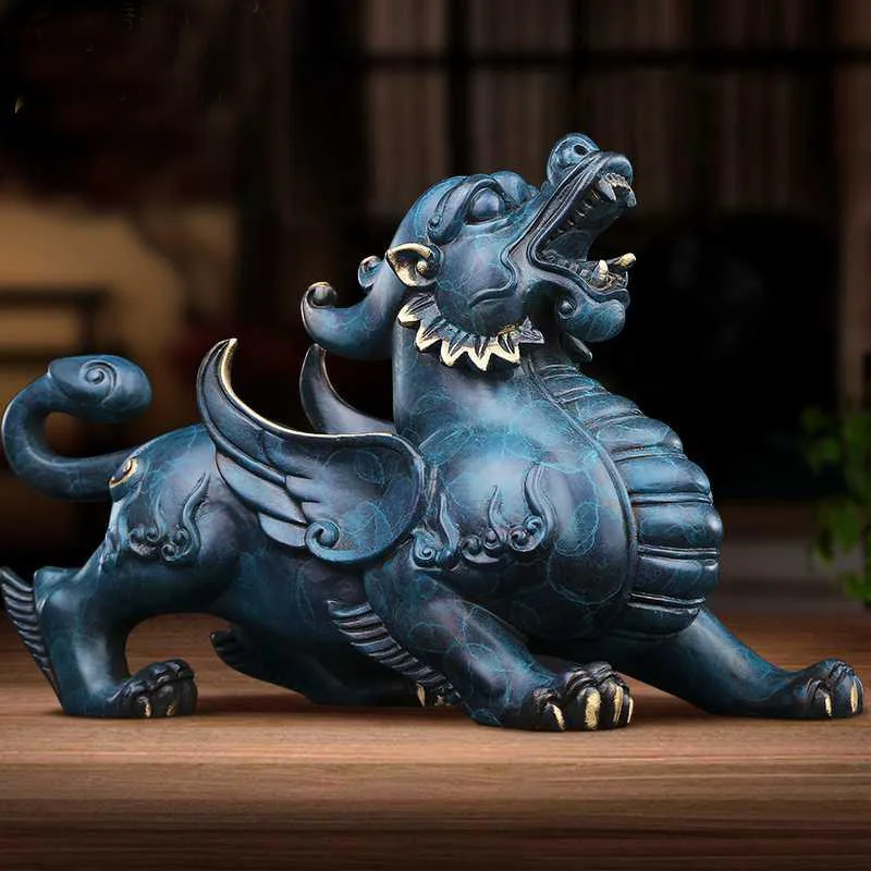 2023  Home store Company SHOP mascot talisman Bring wealth money GOOD LUCK Dragon PI XIU BRONZE Sculpture FENG SHUI decor Statue