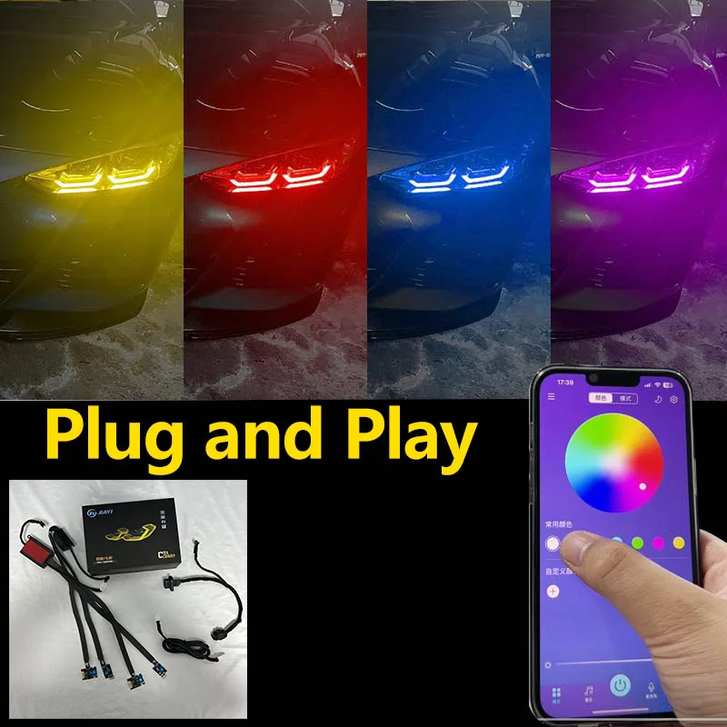 For BMW 4 Series G22 G23 G26 G80 M3 G82 M4 G83 LED headlights RGB DRL multi-color yellow daytime running lights