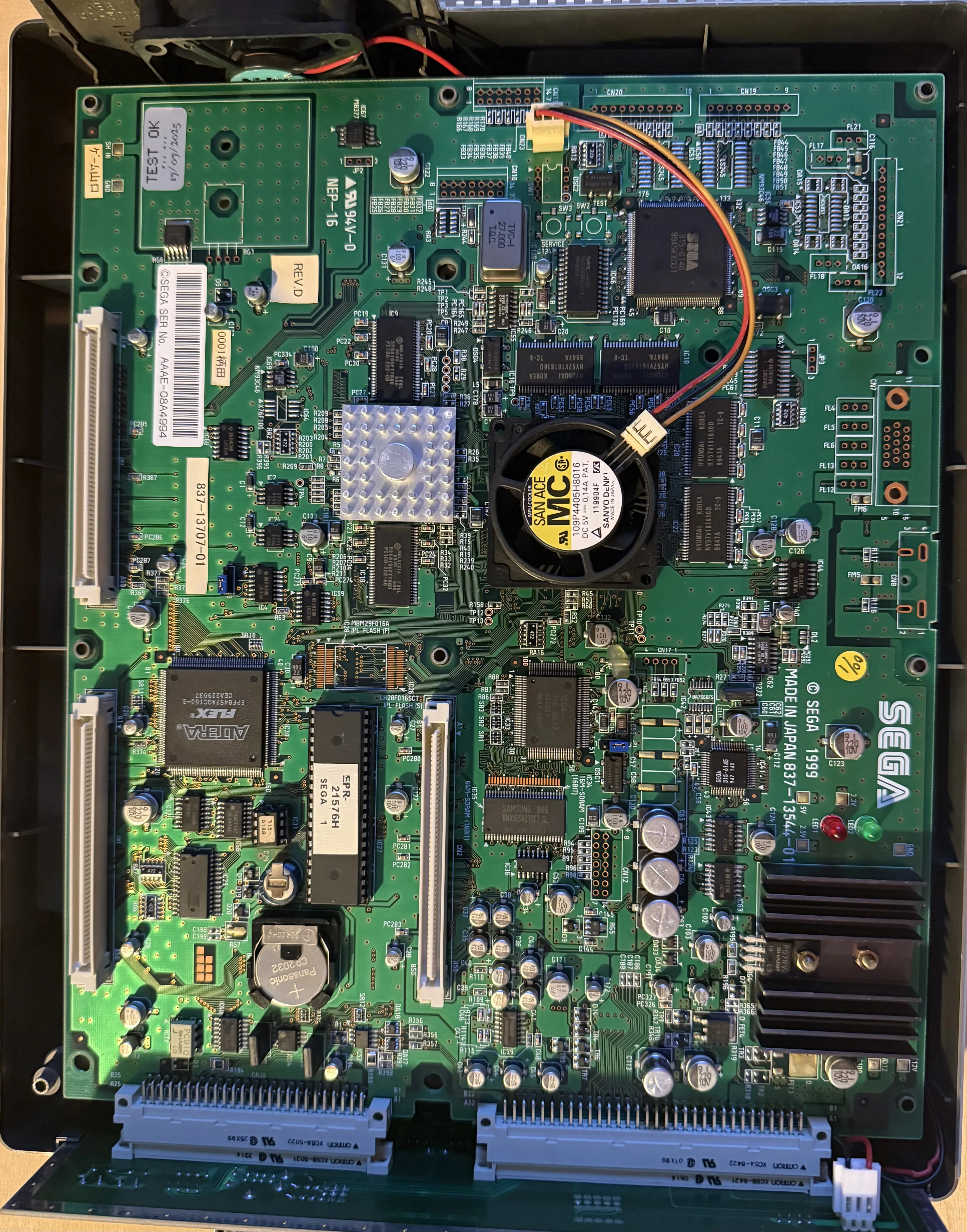 Original SEGA NAOMI Arcade Motherboard | EPR-21576H BIOS | Silent Fan | CF & NetDIMM Compatible | Tested Working Console