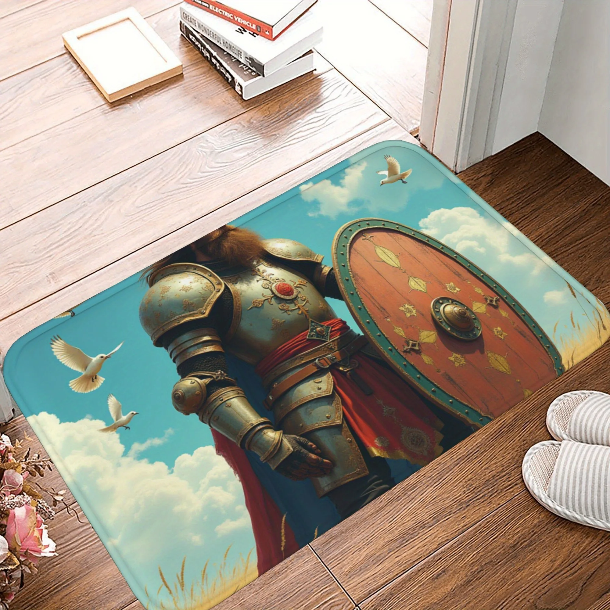 

1PC Shining Armor Pattern Kitchen Rug Non-Slip Door Mat Pop design Bathroom Rug Bath Mat Carpet for Home Sink Laundry Decor