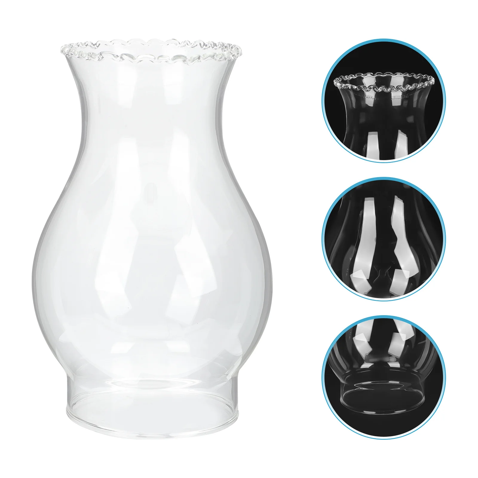 مصباح زيتي مدخنة غطاء زجاجي شفاف عتيق سهل التركيب مصباح خارجي بديل عاكس الضوء الزجاجي