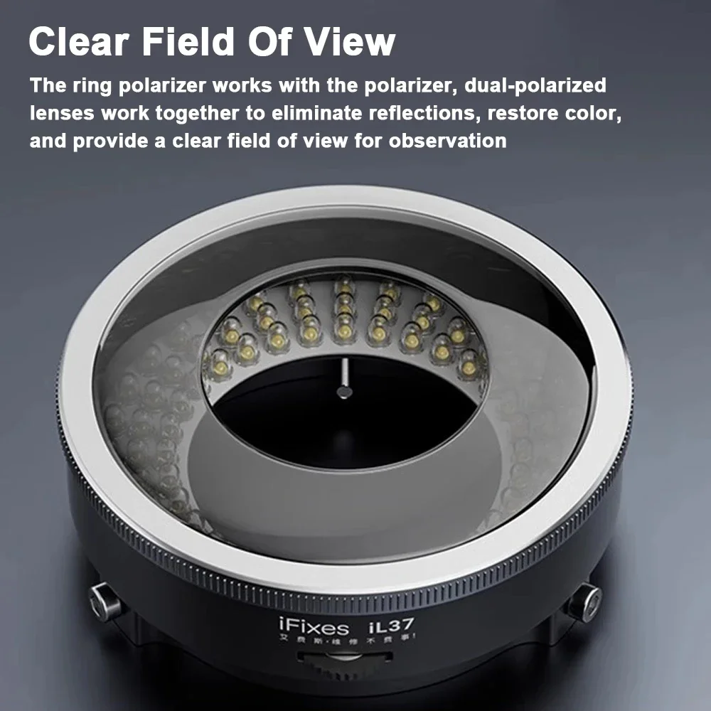 IFixes IL37 Polarized Ring Light - 360° Rotatable LED Analyzer for Microscopy/Semiconductor Inspection (Adjustable Intensity)