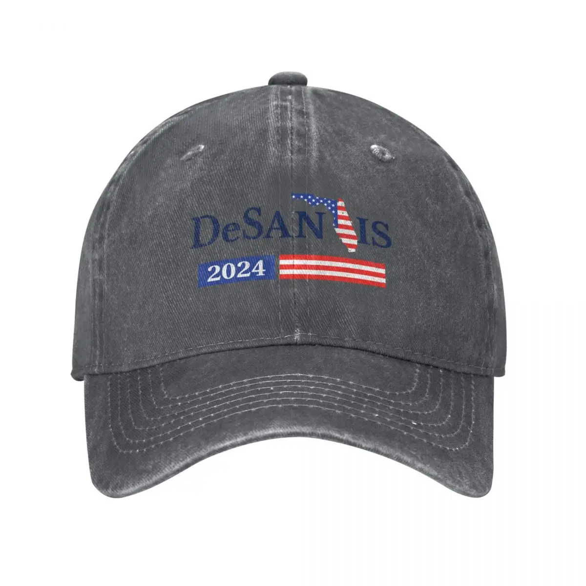 Ron Desantis 2024 President Make USA Florida USA Flag Distressed Baseball Cap Golf Vintage Female Men's