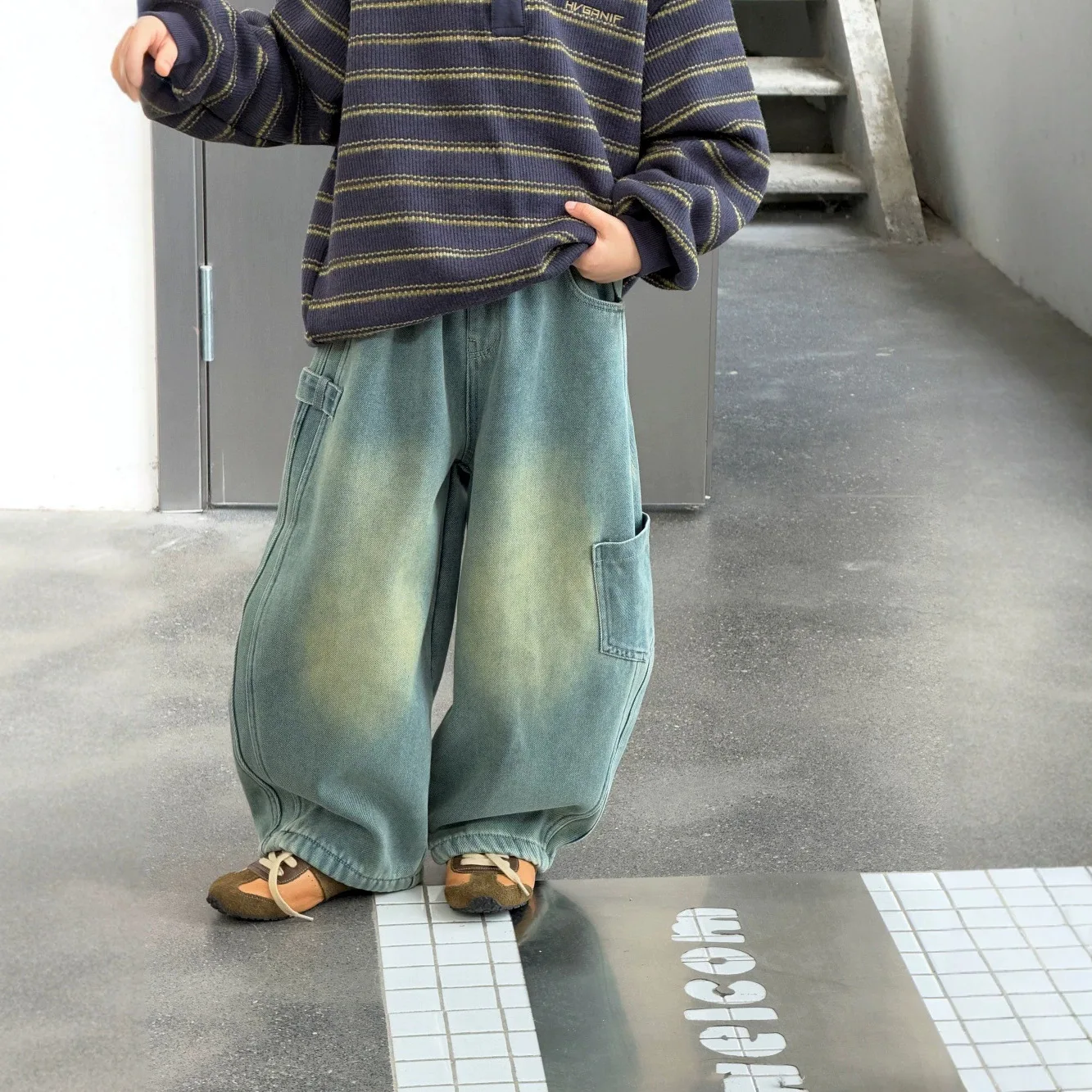 Pants 2026 Autumn and Winter New Children's Wear Korean Style Boys and Girls Gradually Washed and Velvet Overalls Jeans