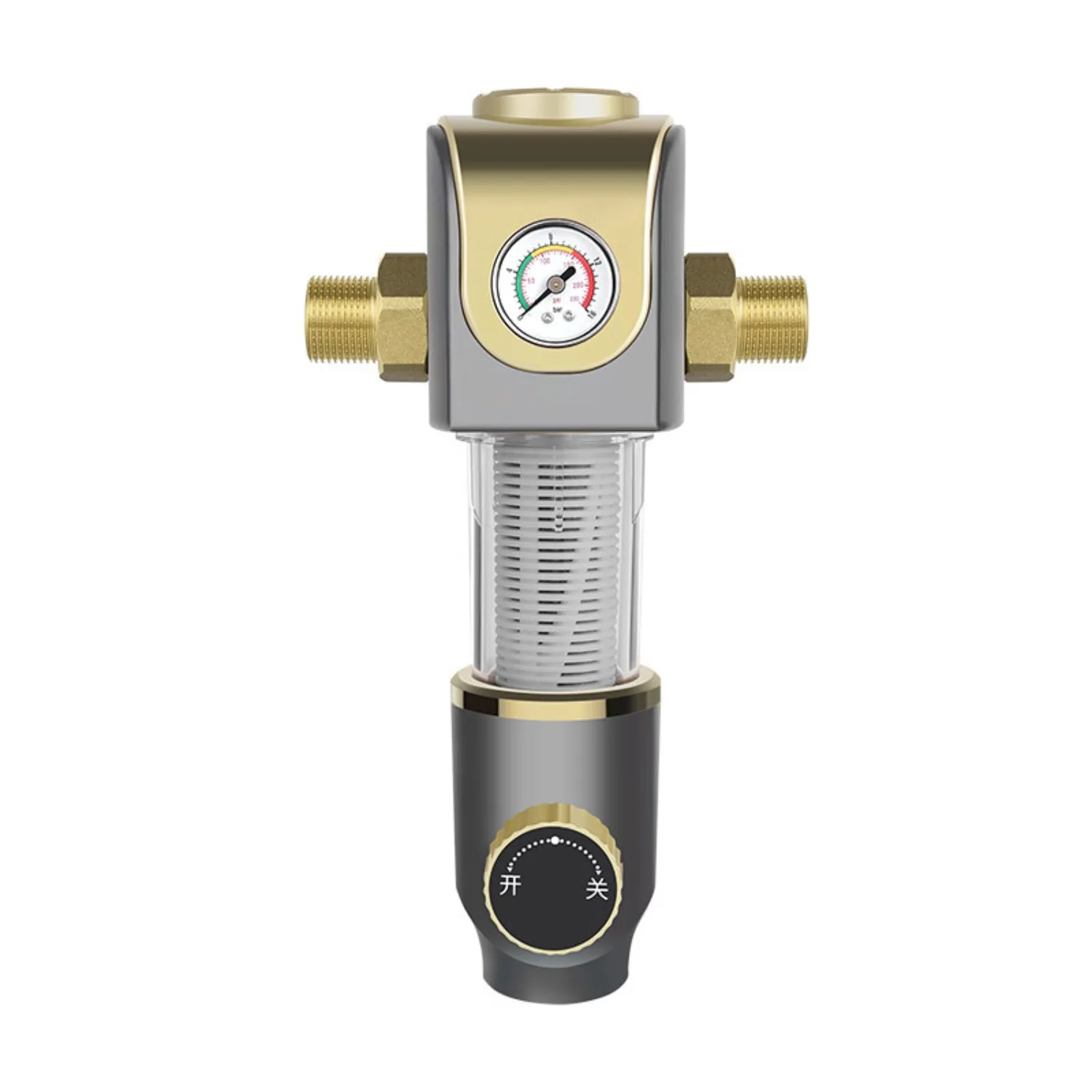 

Spin Down Brass Water Filter for City / Well Water ,Backwash Whole House Water Purifier System Reduces Sediments ,40 Micron