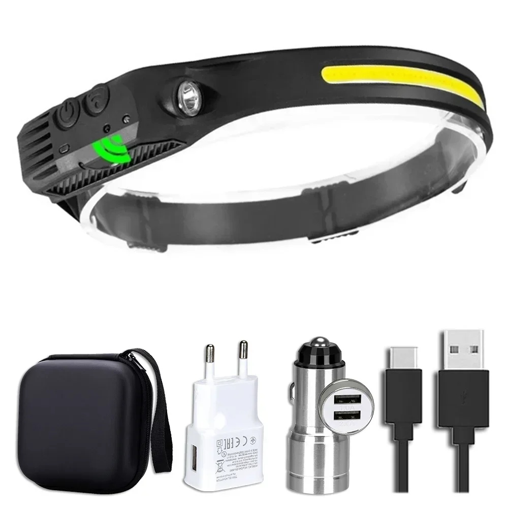 KDULIT XPE + COB LED Sensor Scheinwerfer USB Aufladbare Camping Suchscheinwerfer Scheinwerfer Led Kopf Taschenlampe Kopf Taschenlampe für Angeln Laterne 3