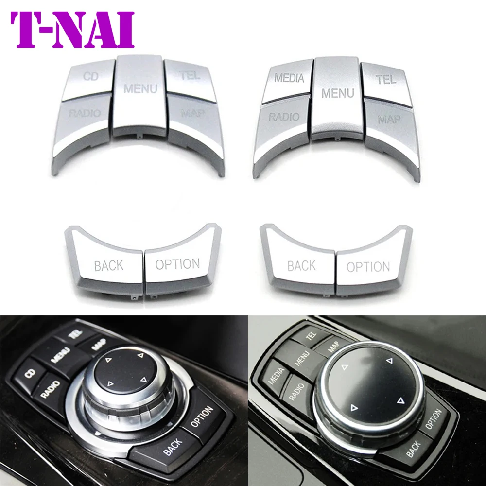 Silver F20 F22 F30 F34 F36 F10 CIC IDrive Multimedia Control Button Cover Keys Cap For BMW 1 2 3 4 5 6 7 X3 X4 X5 X6 F02 F06 F25