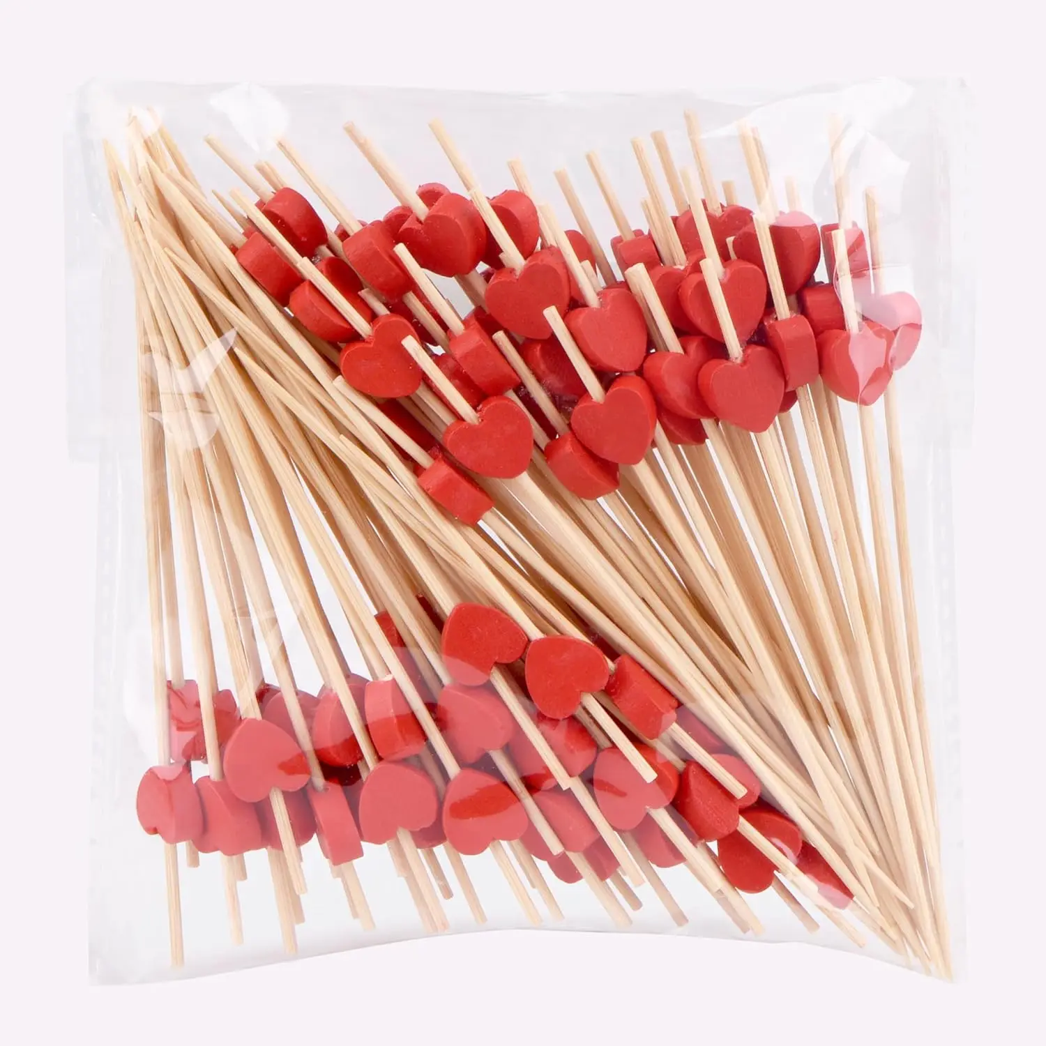 

100 Pack Fruit Toothpicks, Heart-Shaped Bamboo Cocktail Picks, Natural Bamboo Toothpicks for Appetizers Fruit Cake Dessert Barbe