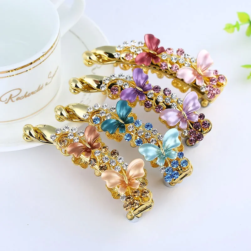 1pcs Butterfly Alloy Banana Hairpin Lady Elegant Barrettes Claw Ponytail Holder Hair Clip Hair Accessories Headwear