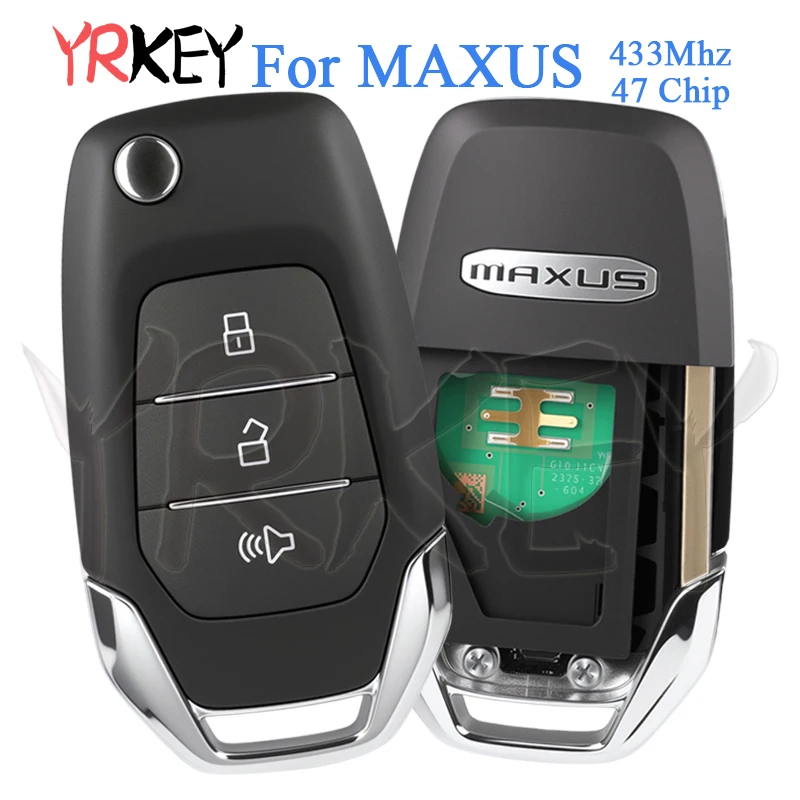 

Original Smart Flip Car Keys For Maxus T60 OEM ID47 HITAG3 7961X Chip 433Mhz 3 Buttons With Logo Uncut Blade Car Fold Remote Key