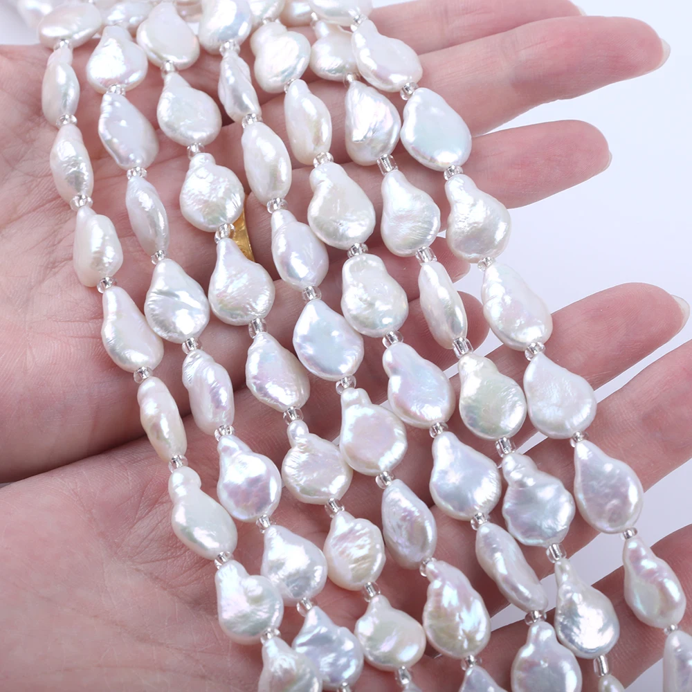 Wholesale 10-11mm White Color Coin Shape With Tail Freshwater Pearls 18cm Short Loose Strands