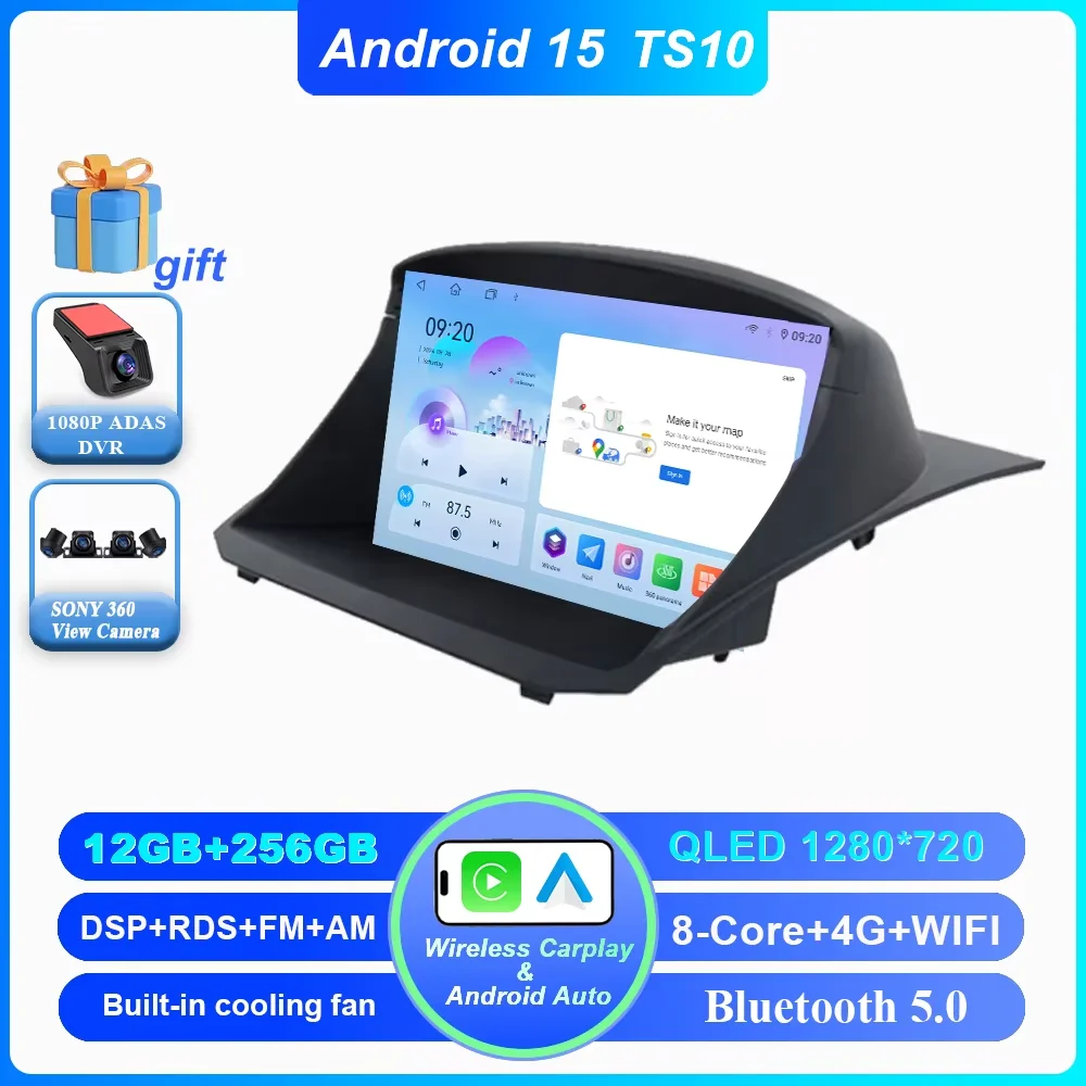 Android 15 Voor Ford Fiesta 2009-2018 Auto Multimedia Video Player GPS Navigatie Auto DVD Bluetooth Touchscreen GEEN 2DIN DVD 4G
