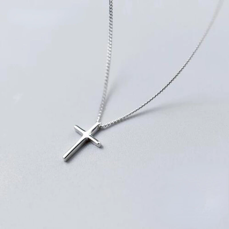 925 Sterling Silver Female Cross Pendants Dropshipping Smooth Cross Pendant Necklace Jewelry For Women Wedding Gift