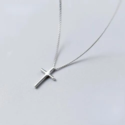 925 Sterling Silver Female Cross Pendants Dropshipping Smooth Cross Pendant Necklace Jewelry For Women Wedding Gift