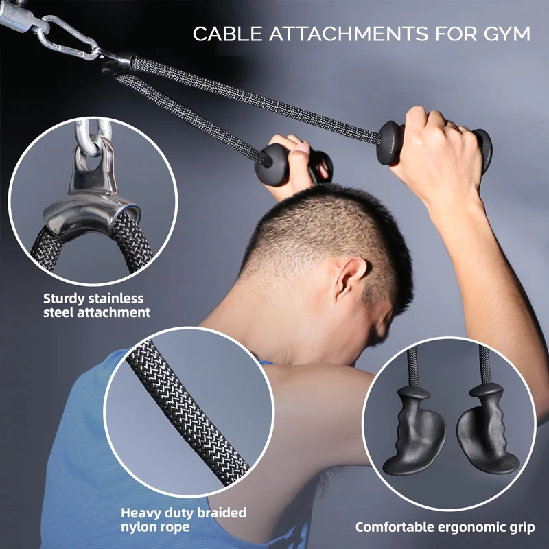 

Сверхмощная кабельная веревка — аксессуар для системы шкивов двойного назначения с противоскользящими концами для силовых тренировок