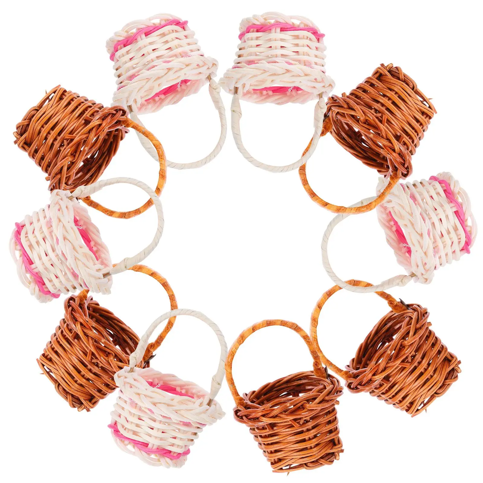 

10 Pcs Rattan Shopping Basket Woven Baskets Storage Decorations Beautiful Flower Home Garden Lightweight Creative