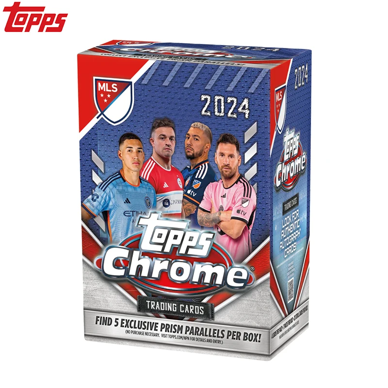 

Хромированная коллекционная коробка MLS Topps 2024, ограниченная серия Chase, автограф Месси внутри, подарок фанату Премиум Inter Miami для фанатов.