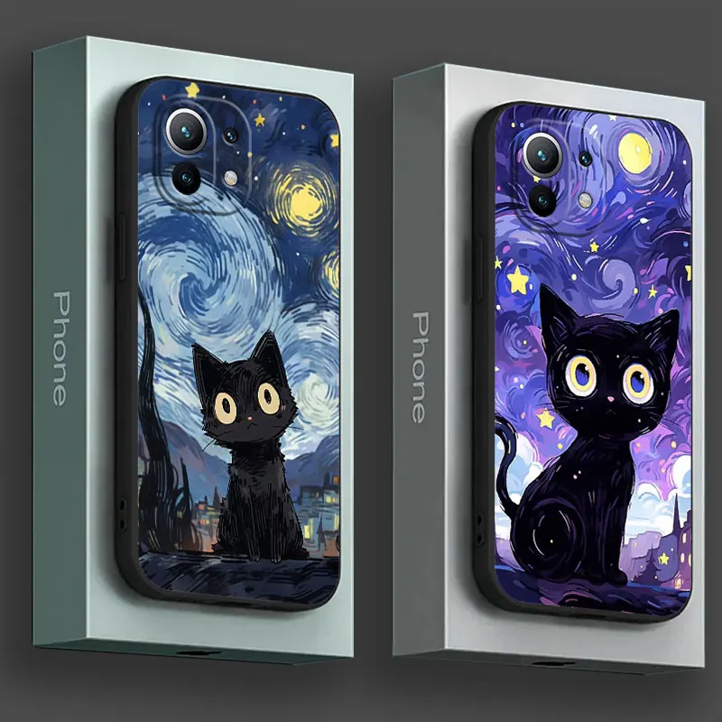 Чехол Cat Van Gogh Starry Sky для Poco X6 X7 X8 M7 M8 F6 F7 Pro Max, для Xiaomi 17T PRO 11T 12T 13T 14T 15T 15 F8 Ultra, мягкий чехол