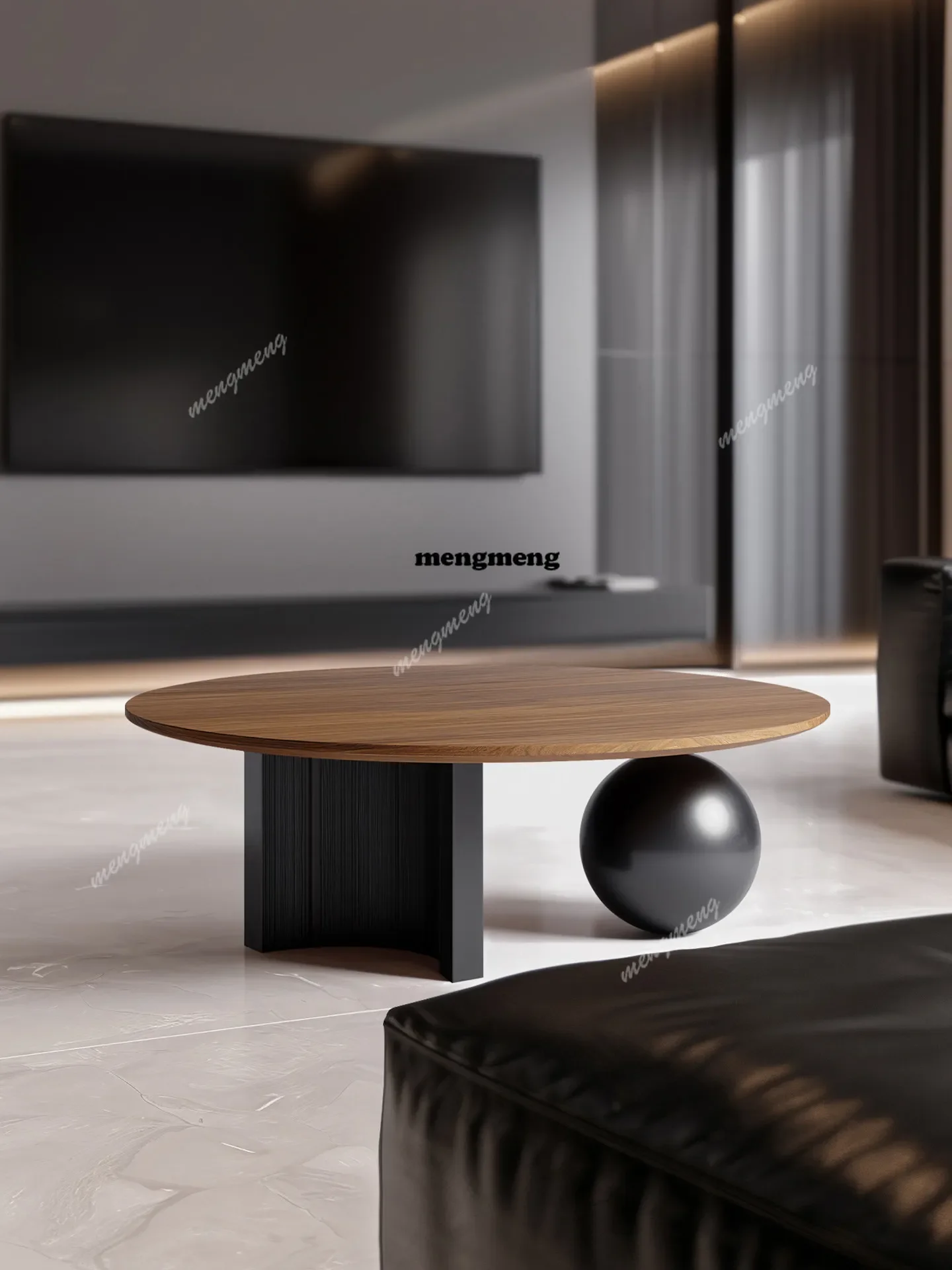 Hot sales Italian minimalist geometric art solid wood coffee table high-end designer creative living room household round  coffe