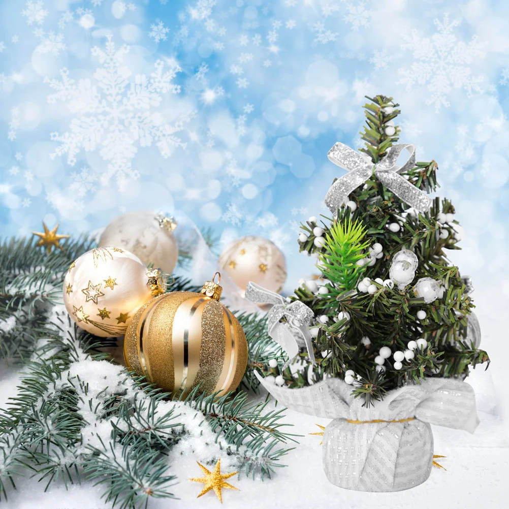 

Mini Christmas Tree Silver Glitter Fabric Xmas Party Ornament Christmas Decorative Accessory Xmas Decorative Accessory