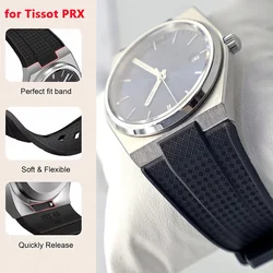 12mm Silicone Rubber Strap for Tissot PRX T137.407/T137.410 Super Player 40mm Men Quick Release Convex End Watch Band Bracelet