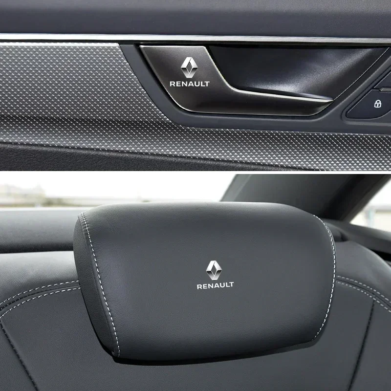 Car Front Seat Headrest Badge Decal Car Side Window Stickers For Renault DACIA Scenic Loguna Twingo Symbol Fluence Espace Clio view 6
