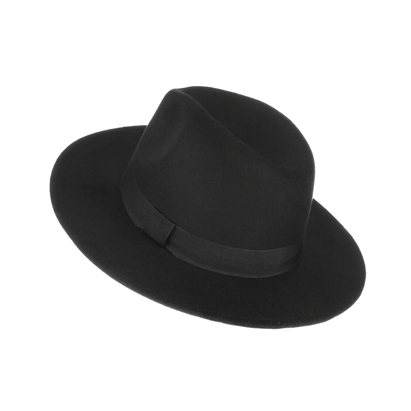 Mens Wide Brim Fedora Hat with Black Hatband for Women Classic Gentleman Felt Panama Hats