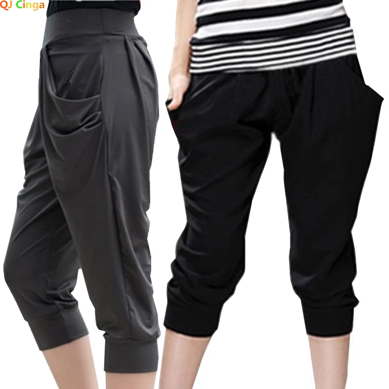 

Women Soft Milk Silk Stretch Breeches Pants, Capri Calf Length Trousers, Mom Slacks, Plus Size, 6XL, 7XL, 8XL, Summer New