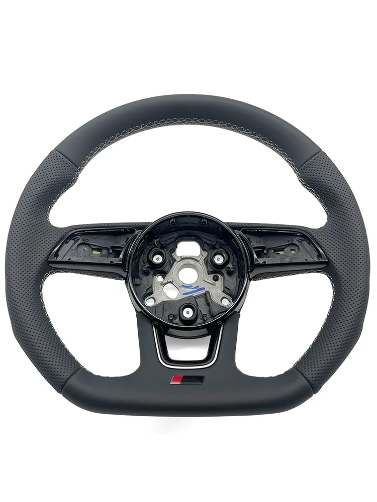 Voor Audi RS3 RS4 RS5 A3 A4 B9 A5 S3 S4 S5 2017-2020 Half geperforeerd wit lederen stuurwiel - afbeelding 2