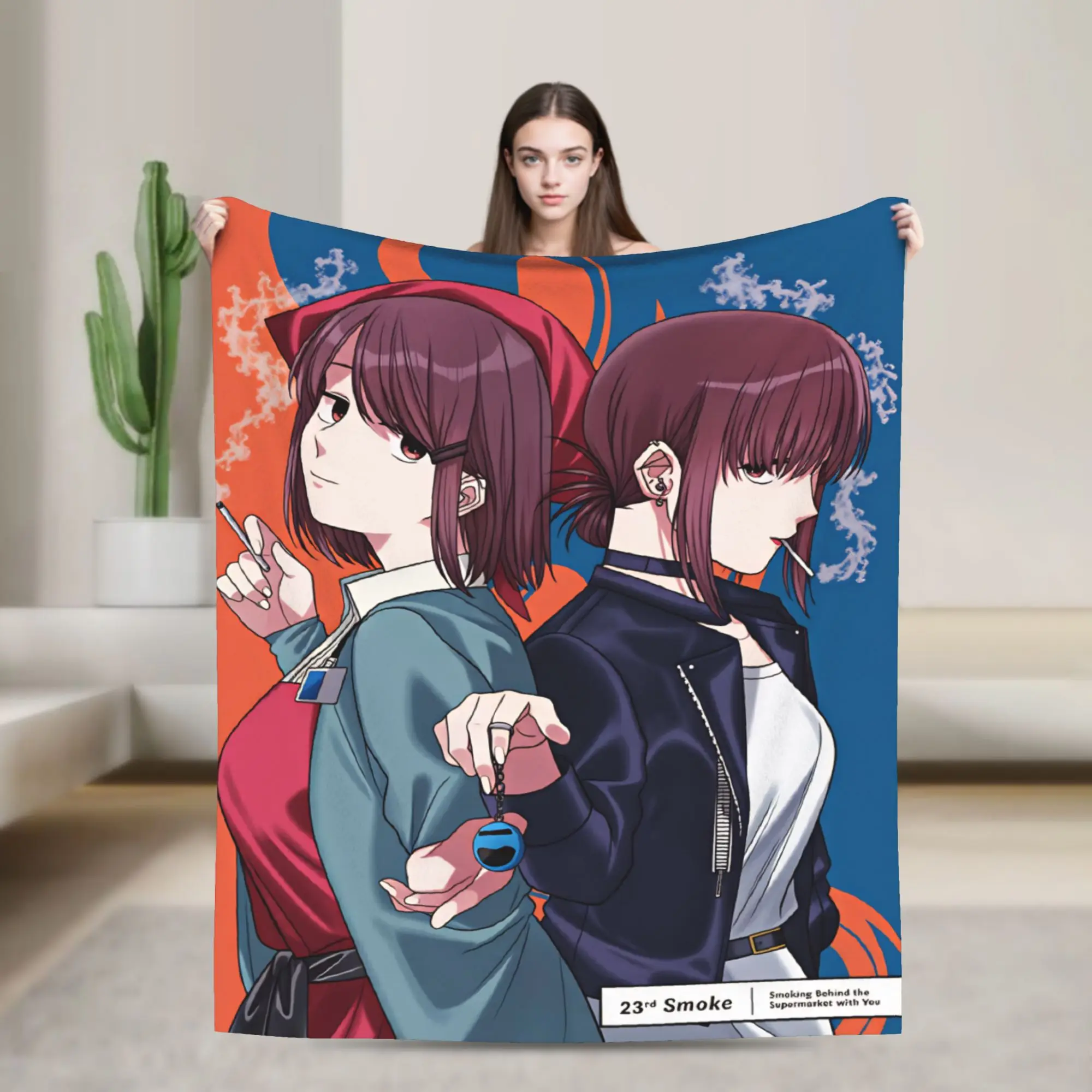 Smoking Behind the Supermarket with You Blankets Quality Super Soft  Throw Blanket Winter Picnic Couch Chair Sofa Bed Bedspread