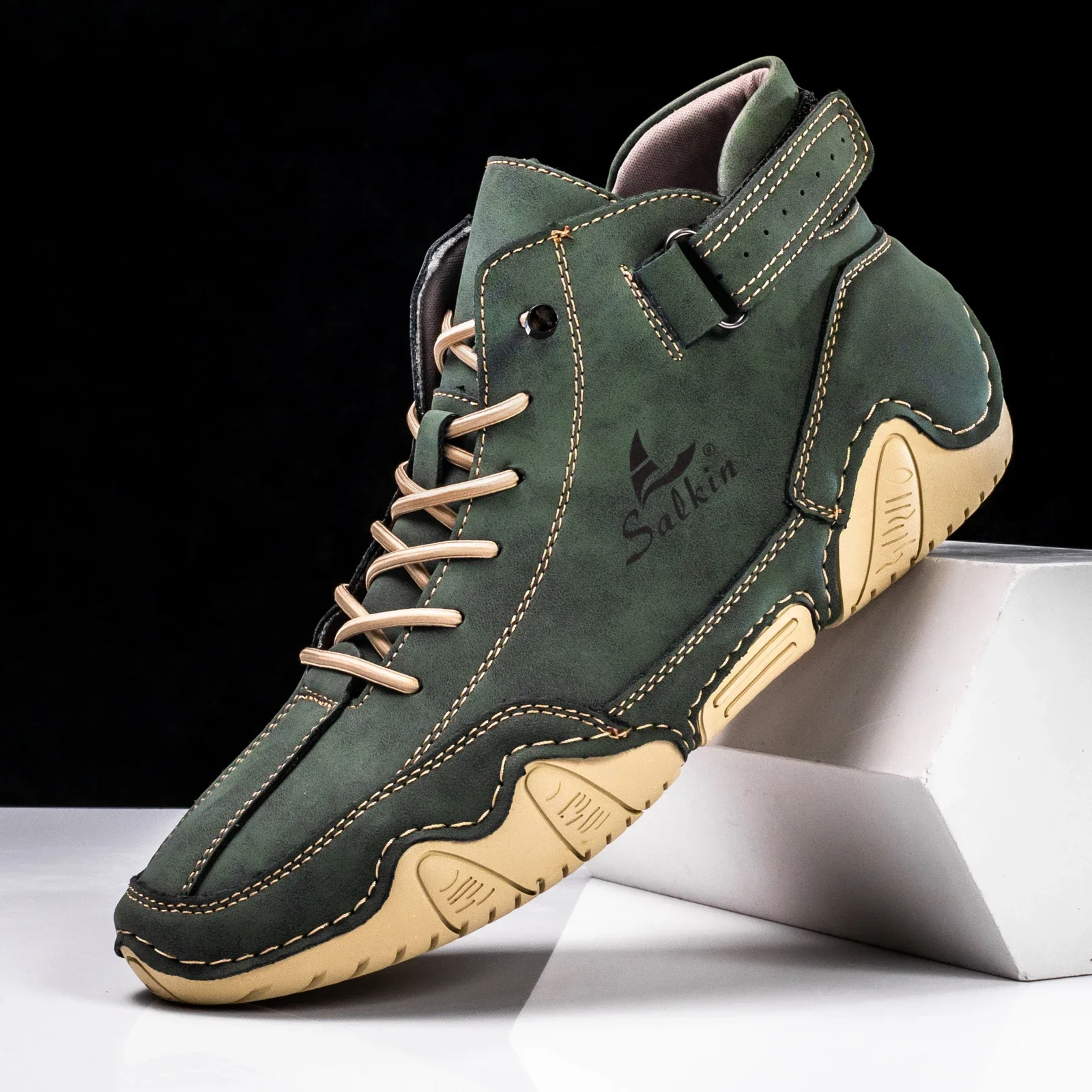

2025 Handmade Men Boots Design Sneakers Man Outdoor Casual Leather Men Shoes Ankle Boots Fall Breathable Botines Para Hombres