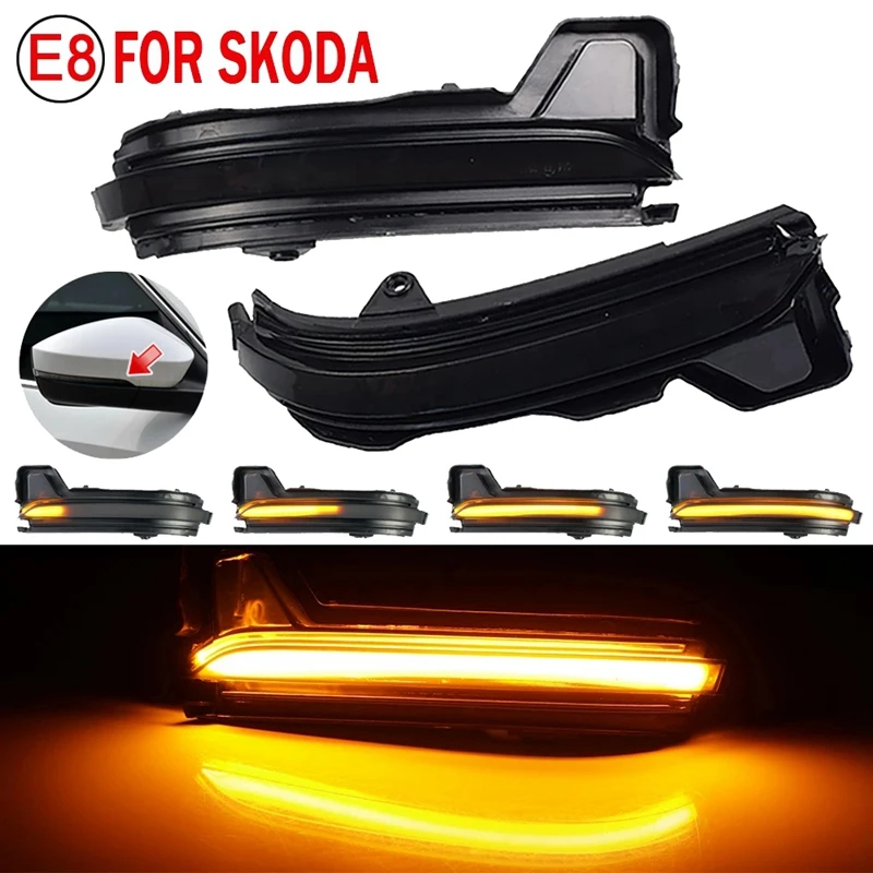 For Skoda Kodiaq 2016 2017 2018 2019 2020 Car LED Dynamic Side Rearview Mirror Light Turn Signal Light Blinker Indicator