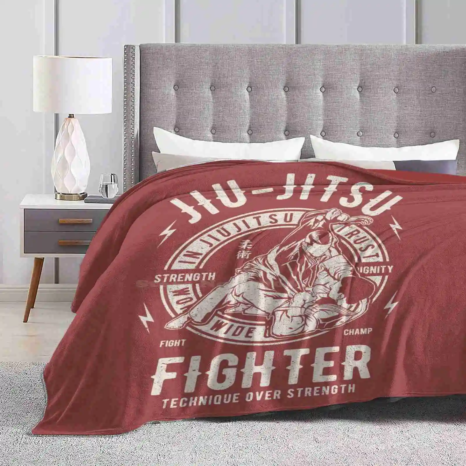 Bjj-Jiujitsu Fighter New Selling Custom Print Flannel Soft Blanket Bjj Fighter Gi Ground Fighting Brazilian Jiujitsu Gracie