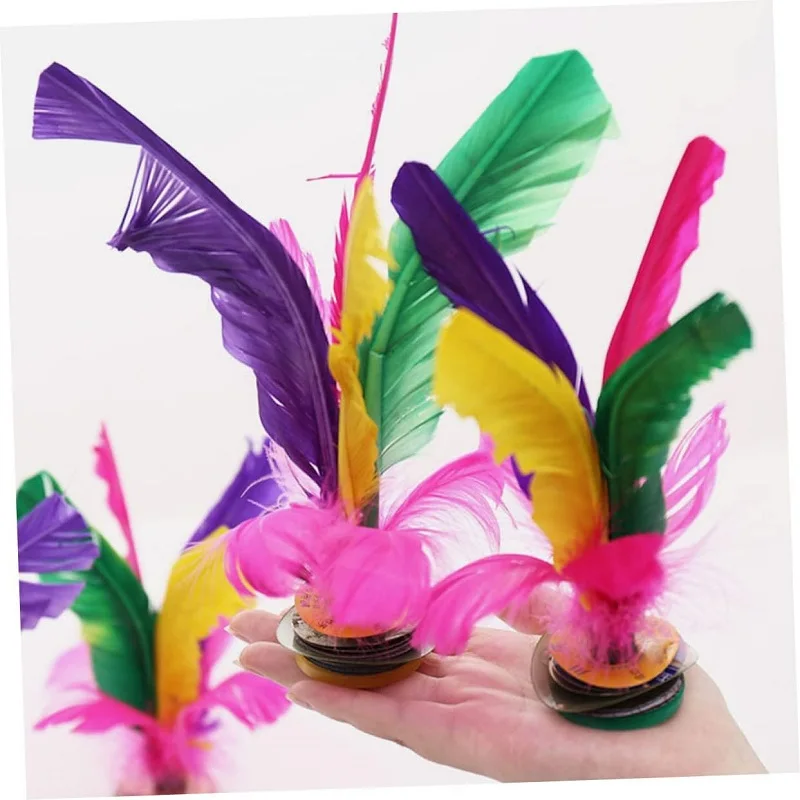 6Pcs Chinese Jianzi Feathers Kicking Shuttlecock Foot Exercise Outdoor Game for Kids Spring Outdoor Indoor Sports Childrens Toys